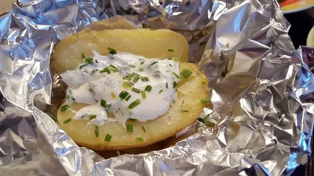 baked potato in foil